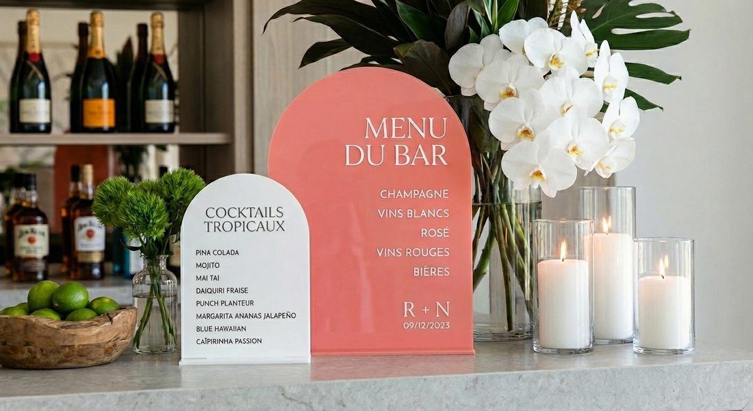 Menu du bar et cocktails tropicaux